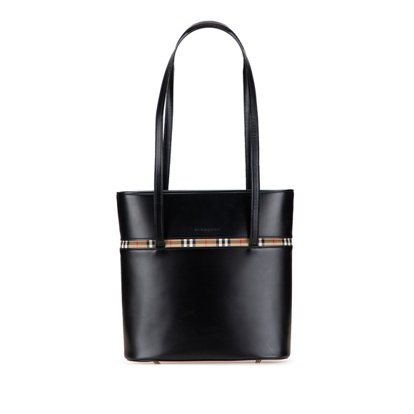 Pre-Loved Burberry House Check Trimmed Leather Shoulder Bag - Picture 1 of 11